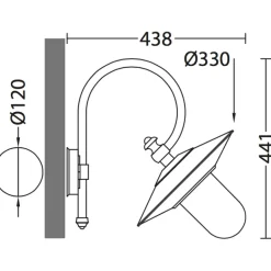 Nach vorne gerichtete Wandlampe für außen mit Bogenarm