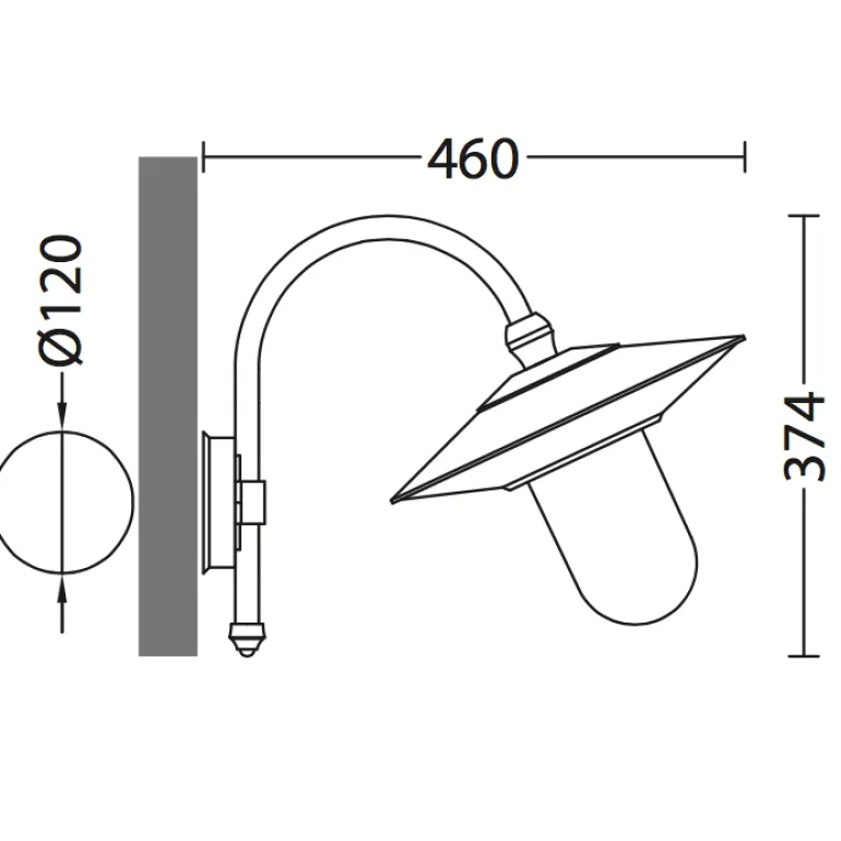 Nach vorne gerichtete Wandlampe für außen mit Glas
