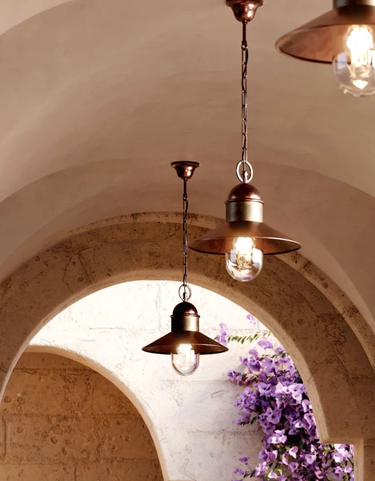 Pendelleuchte Il Borgo aus Kupfer und Messing