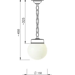 Pendelleuchte mit Glaskugel und Kette 38 Z-OR-K