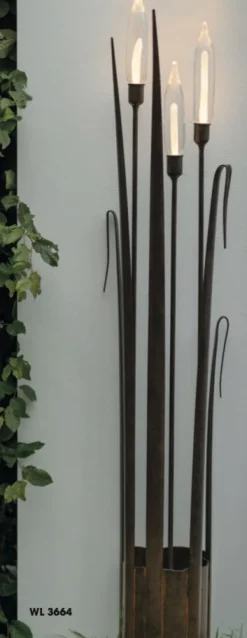 Schilf-Wandleuchte aus Glas und Schmiedeeisen WL 3664