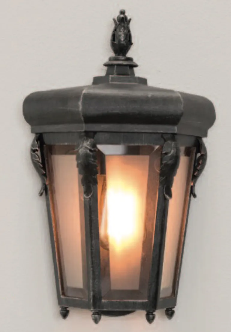 Schmiedeeisen-Wandleuchte mit Facettenglas WL 3626