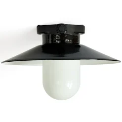 Schwarze Keramik-Deckenleuchte mit Aluminiumschirm