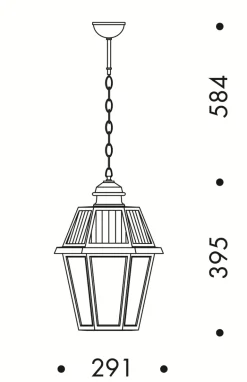 Sechsseitige Pendelleuchte in Laternenform