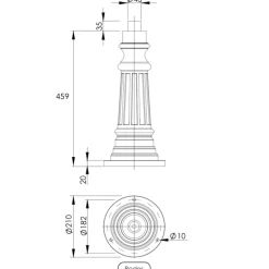 Sockel RODOS mit historischem Mastfuß 46 cm