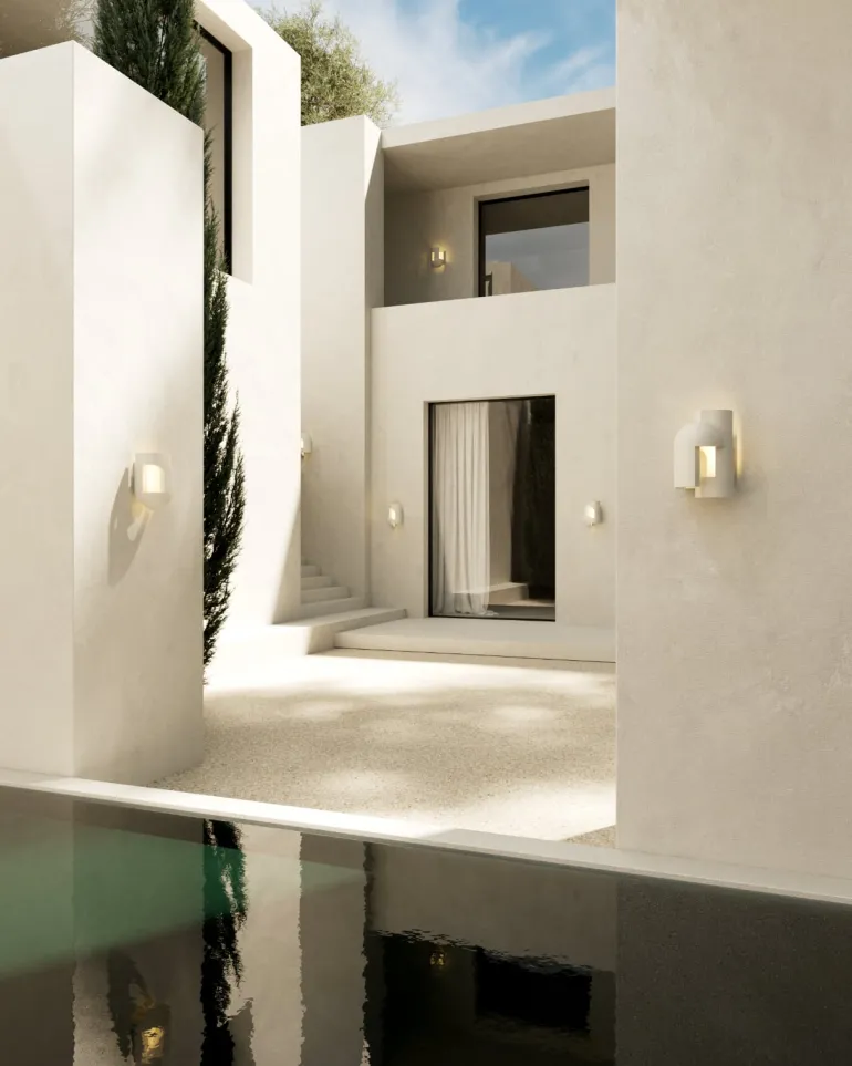Soul Story Outdoor: Design Wandleuchte aus Beton, IP64