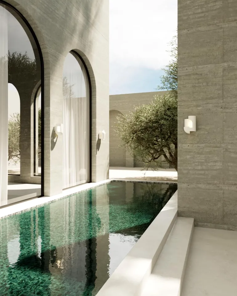 Soul Story Outdoor: Design Wandleuchte aus Beton, IP64