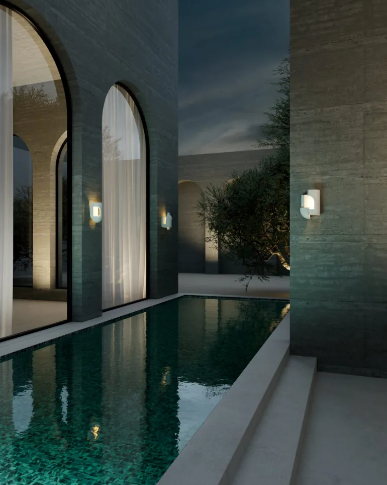 Soul Story Outdoor: Design Wandleuchte aus Beton, IP64