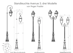 Standleuchte  Avenue 3, drei Modelle