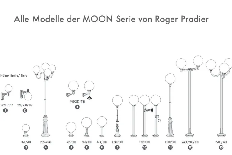 Vierflammige Kugel-Standleuchte Moon