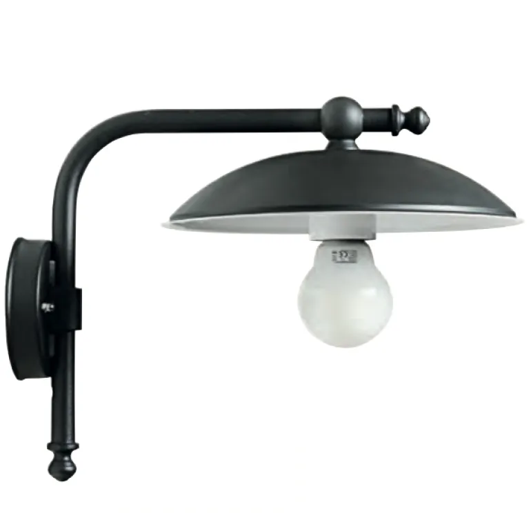 Wandlampe für außen ohne Glas mit rechtwinkligem Arm