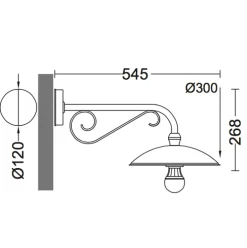 Wandlampe für außen ohne Glas mit verzierter Armstütze