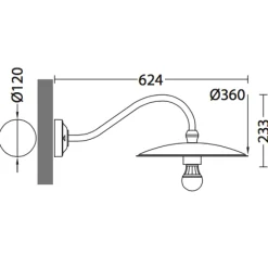 Wandlampe für außen ohne Glas mit Schwanenhals