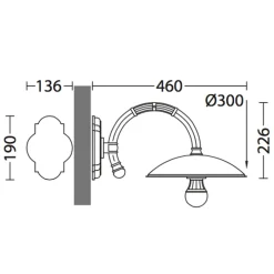 Wandlampe für außen ohne Glas mit kleinem Bogenarm