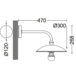Wandlampe mit Tellerschirm für Außen ohne Glas