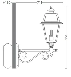 Wandlaterne mit geschlossenem Dach
