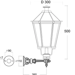 Wandlaterne mit massivem Wandarm Danzig S 60.61 TL