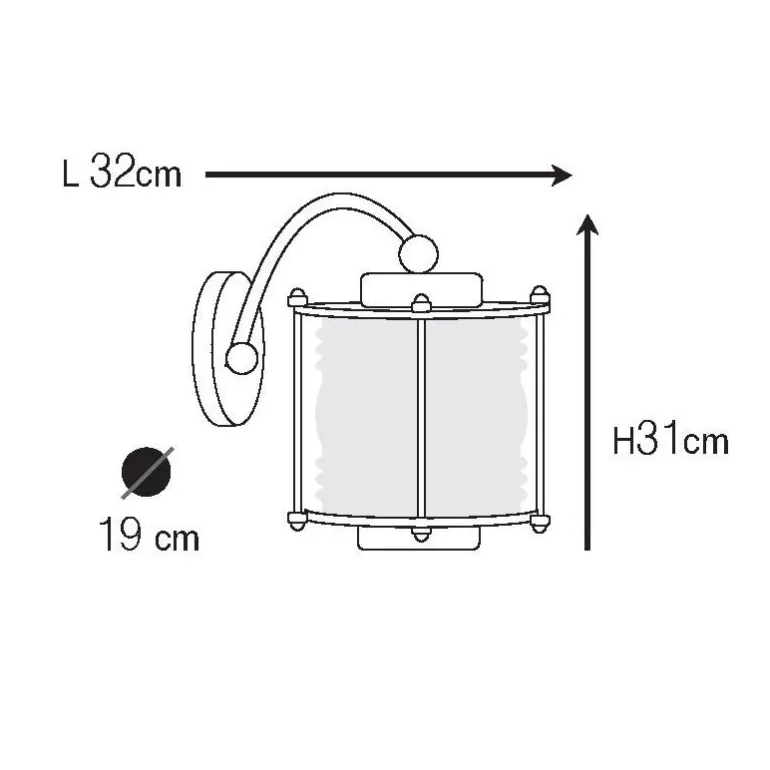Wandlaterne N° 858 aus Messing mit Wellenglas