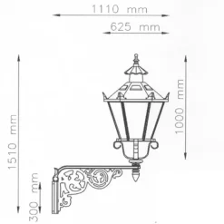 Wandleuchte Alt Berlin S 11 R mit Wandarm Rose