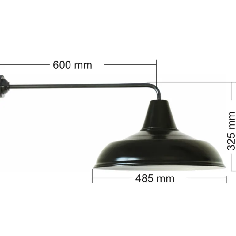 Wandleuchte im Fabrikstil mit langem Wandarm W490L (Ø 48 cm)