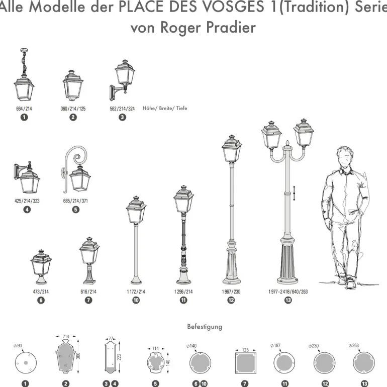Wandleuchte mit Bischofstab Place des Vosges 1 T
