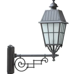 Wandleuchte mit Gitterglas und historischem Ausleger