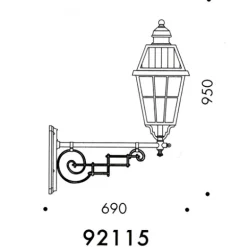 Wandleuchte mit Gitterglas und historischem Ausleger