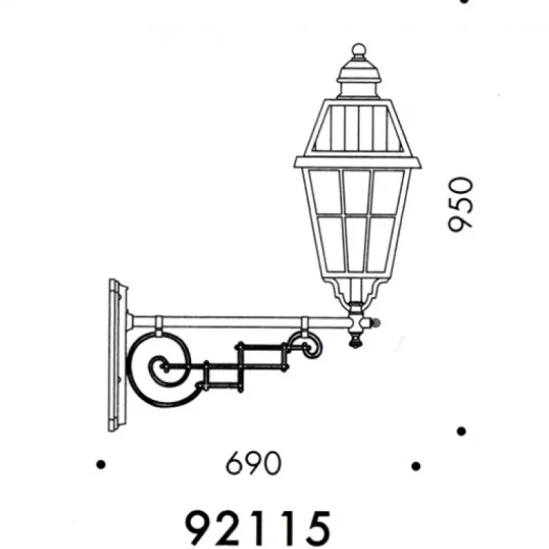 Wandleuchte mit Gitterglas und historischem Ausleger