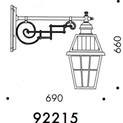 Wandleuchte mit Gitterglas und historischem Ausleger