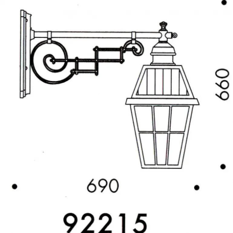Wandleuchte mit Gitterglas und historischem Ausleger