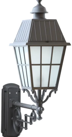 Wandleuchte mit Gitterglas und historischem Ausleger
