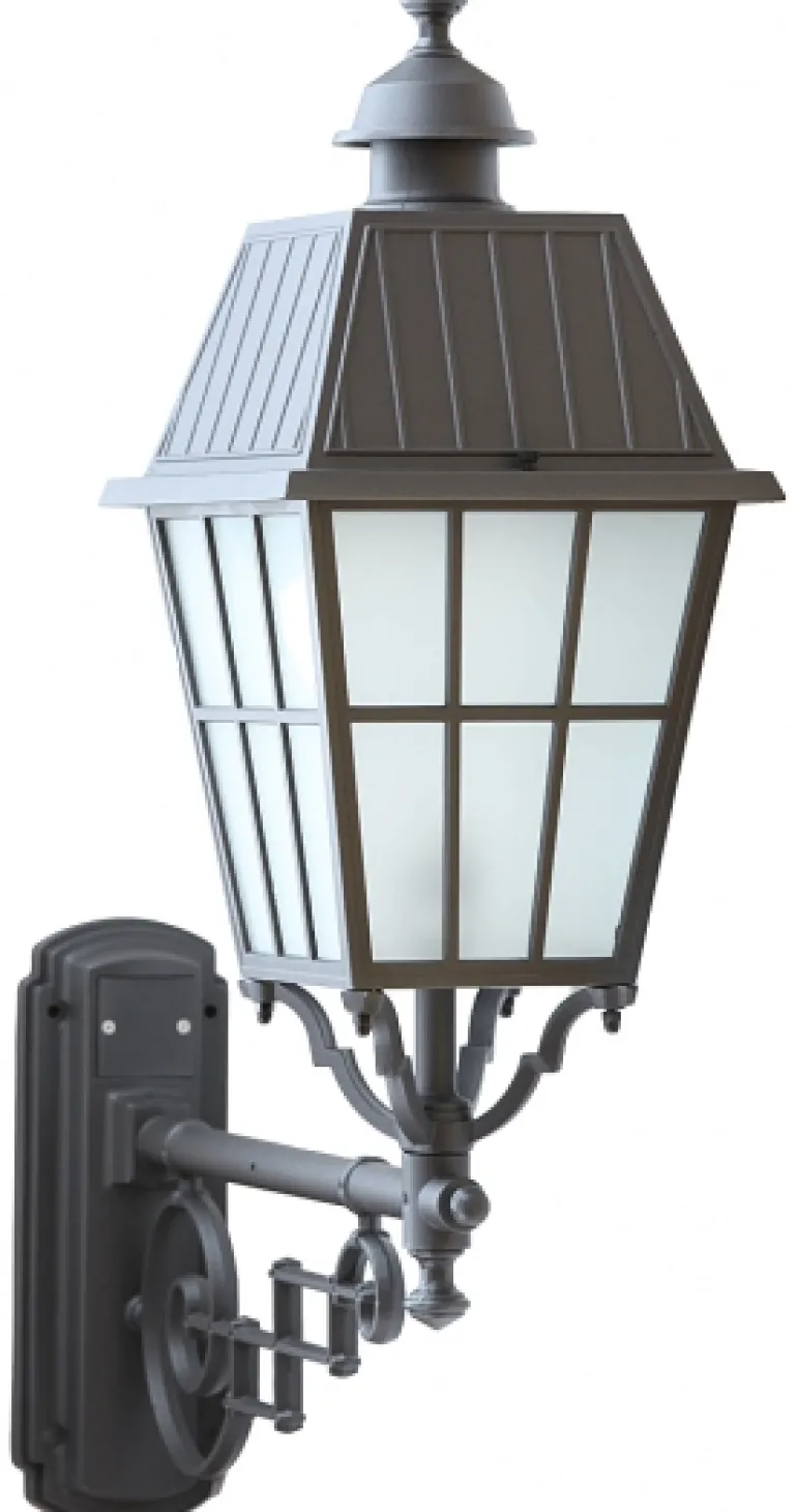 Wandleuchte mit Gitterglas und historischem Ausleger