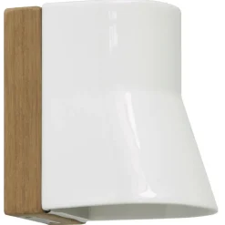Wandstrahler BEACON aus Porzellan und Teakholz