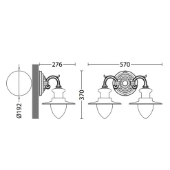 Zweiflammige Wandlampe für Außen mit Spitzzylindern