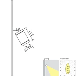 Zylindrischer Messing-Außenstrahler Teres 1